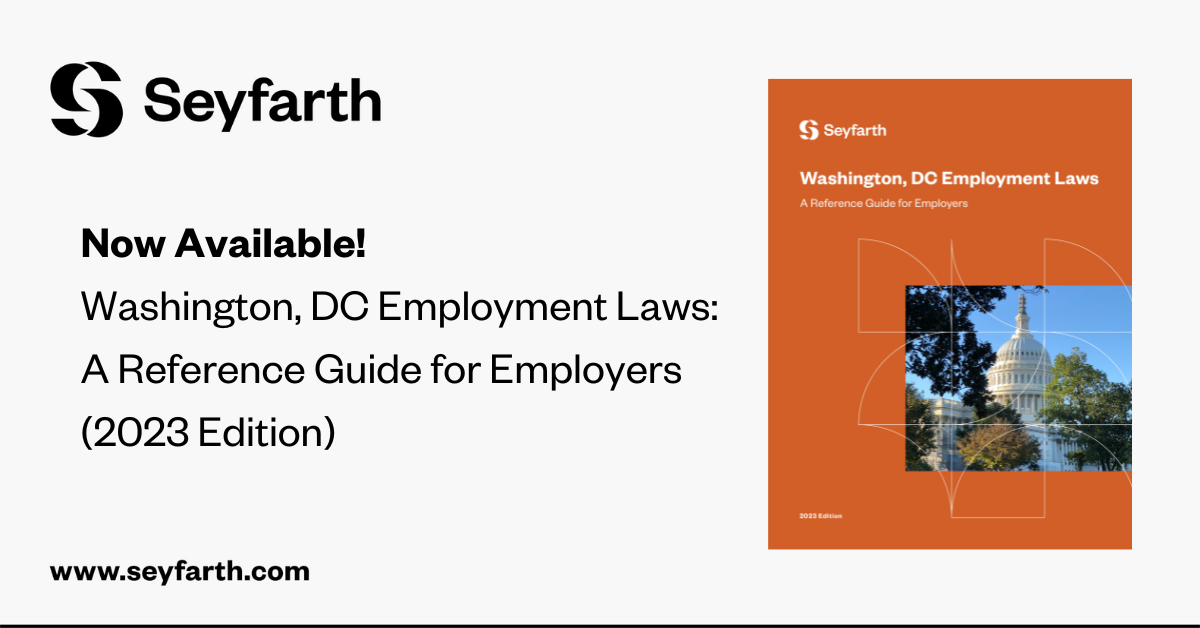 Now Available! Washington, DC Employment Laws A Reference Guide for